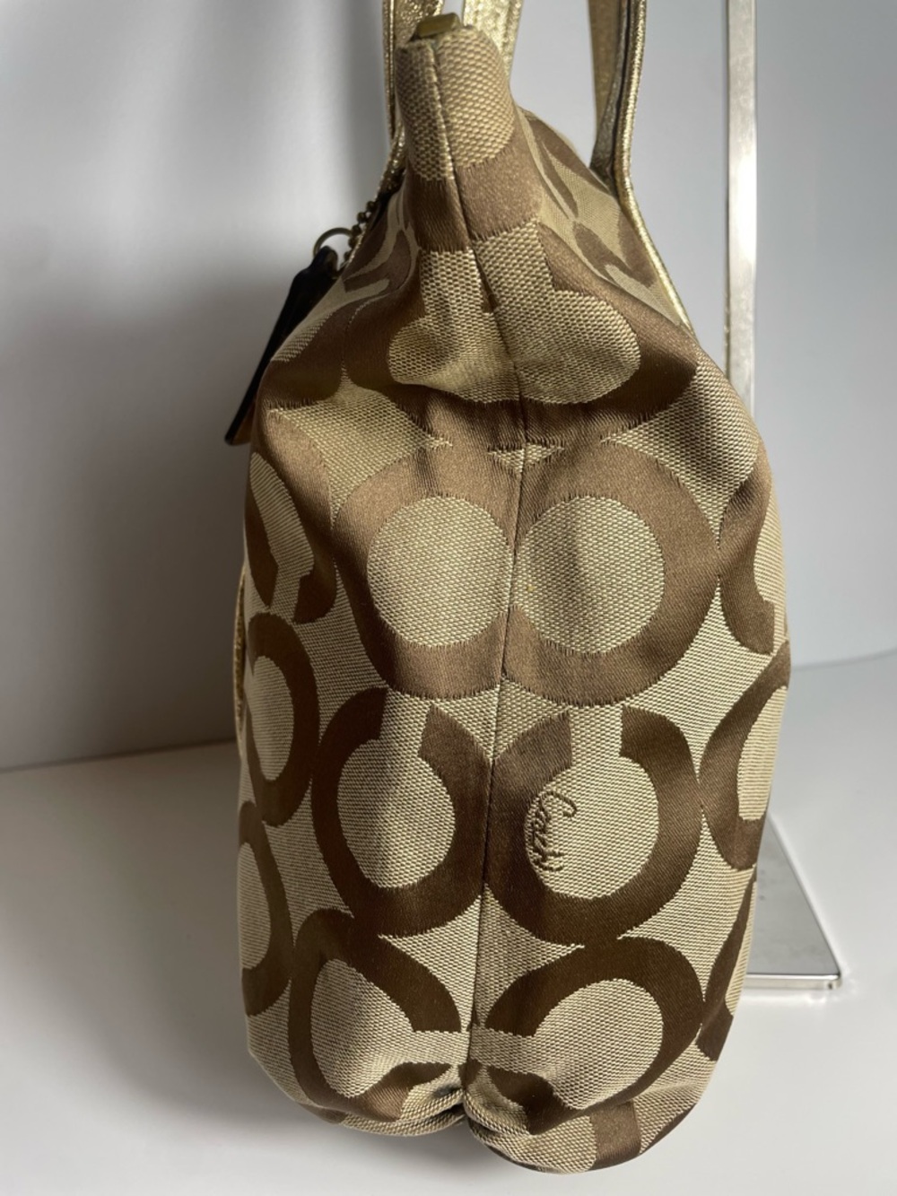 Coach Poppy 2009 Gold Metallic Op Art Glam Tote 13826 - Picture 5 of 16